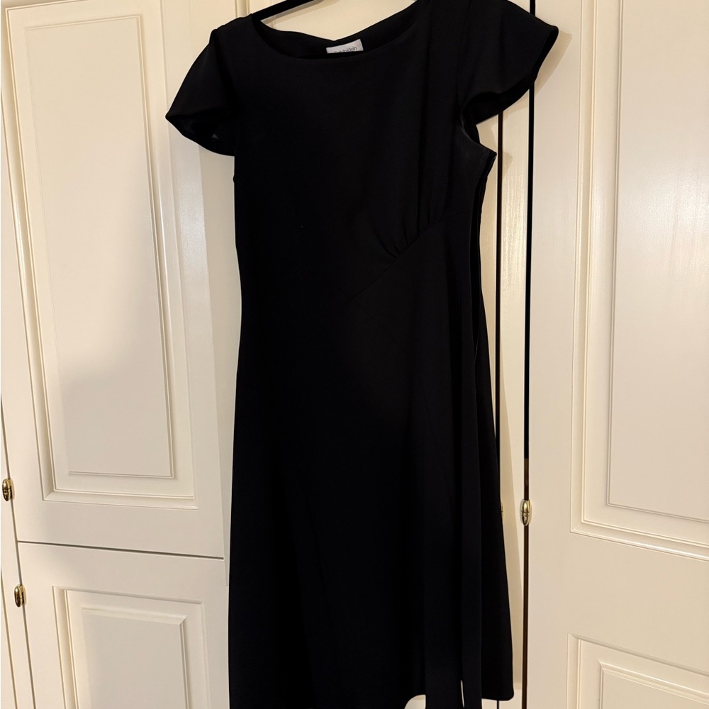 Calvin Klein Black Asymmetrical Sheath Dress